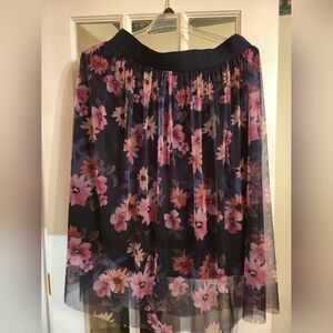 Floral Chiffon Skirt - Black, Pink, Purple